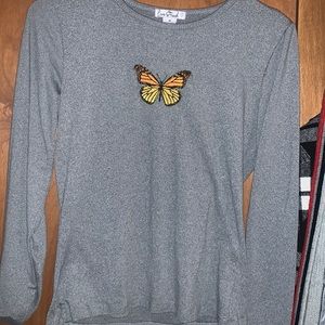 Grey butterfly long sleeve shirt